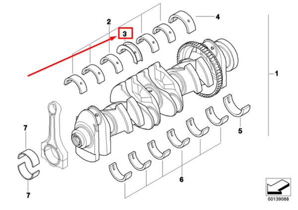 11218605857 - NEW BMW X3 E83 CRANKSHAFT BEARING SHELL 8605857 11218605857