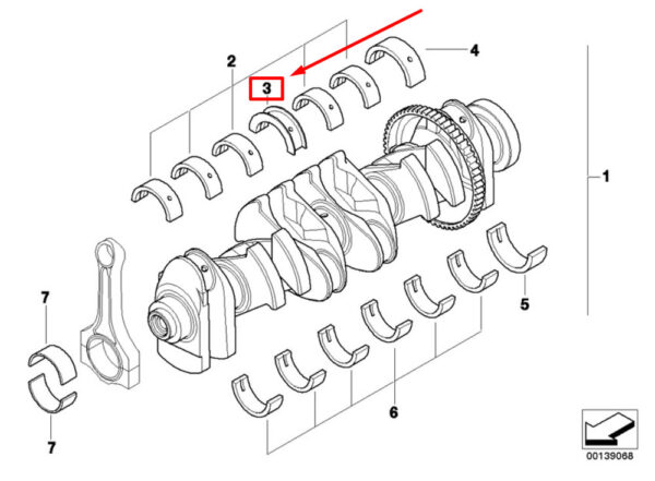 11218605858 - BMW Z4 Roadster E89 crankshaft bearing shell 11218605858 8605858 NEW ORIGINAL
