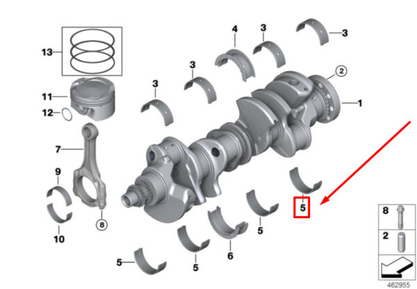 11218606301 - BMW 5 G30 engine crankshaft main bearing 11218606301 8606301 NEW ORIGINAL