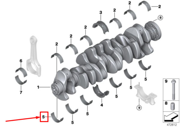 11219896183 - BMW 3 G21 Engine Crankshaft Main Bearing Shell 11219896183 9896183 NEW GENUINE