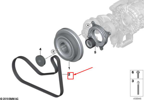 11288581628 - NEW BMW X3 M F97 SERPENTINE RIBBED V-BELT 11288581628