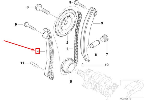 11311485397 - MINI COOPER R50, R53 control chain guide rail 113114855397 NEW REAL