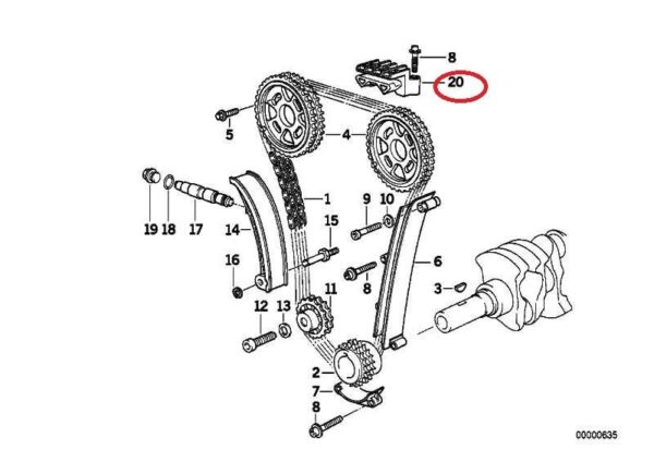 11311721641 - NEW BMW E30 E36 CONVERTIBLE COMPACT TIMING CHAIN SLIDE RAIL 1721641 11311721641