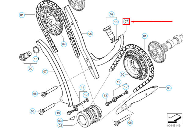11317791723 - BMW 7 E65 Sedan Chain Clamp 11317791723 NEW REAL