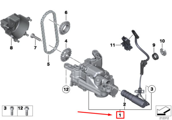 11417647376 - NEW MINI CONVERTIBLE R57 LCI ENGINE OIL PUMP 11417647376 7647376 ORIGINAL