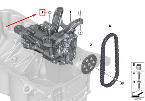 11419494956 - NEW BMW 3 G20, G28 ENGINE OIL PUMP SEALING RING 11419494956 9494956 ORIGINAL
