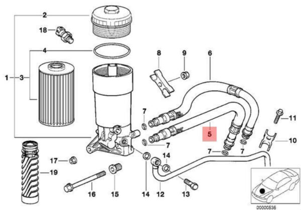 11421702554 - NEW BMW 5 E34 OIL PRESSURE HOSE 11421702554 1702554 ORIGINAL
