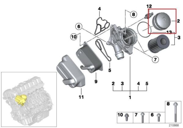 11427525334 - NEW BMW 1 E82 Coupe Cover Cap Oil Filter Housing 11427525334 OEM