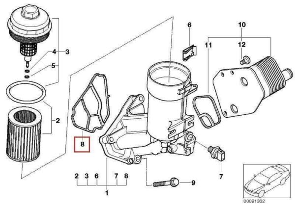 11427787695 - BMW 5 E60 2.0d 120kW 11427787695 Nu engine oil filter housing gasket