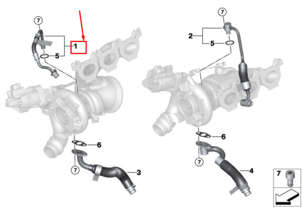 11428054868 - BMW X3 M F97 exhaust turbocharger oil supply line 11428054868 new original