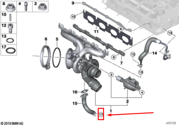 11428604872 - NEW BMW X3 G01 ENGINE OIL OUTLET PIPE O-RING 8604872 11428604872 ORIGINAL