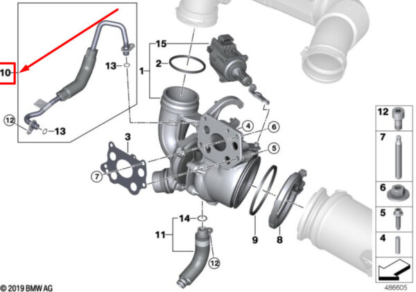 11428629962 - NEW MINI CONVERTIBLE F57 ENGINE OIL RECEPTOR LINE 8629962 11428629962 ORIGINAL