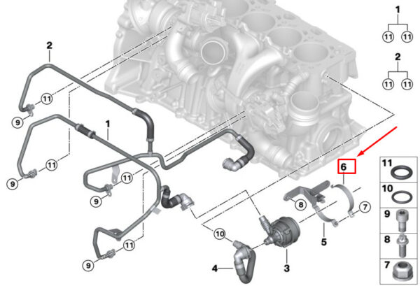 11518094573 - NEW BMW X3 M F97 ENGINE AUXILIARY WATER PUMP HOLDER 11518094573 ORIGINAL