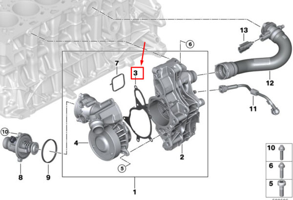 11518094661 - BMW X3 M F97 engine water pump preformed gasket 11518094661 NEW ORIGINAL