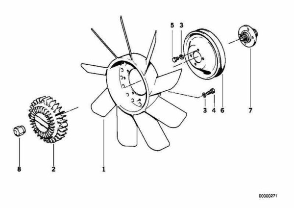 11521719040 - OEM BMW 3 E30 1.6I ENGINE COOLING FAN 11521719040 GENUINE