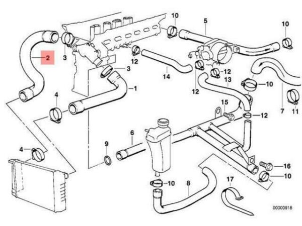 11531436988 - OEM BMW Z3 COUPE ROADSTER COOLING SYSTEM WATER HOSE 11531436988 GENUINE NEW