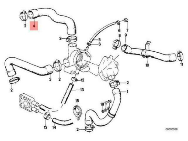 11531706514 - OEM BMW E28 SALOON COOLING SYSTEM WATER HOSE 11531706514 GENUINE NEW