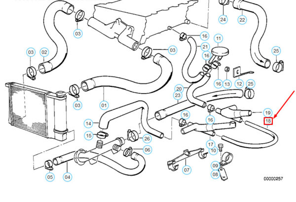 11531714637 - OEM BMW 3 E30 COOLING SYSTEM PIPE 11531714637 1714637 GENUINE