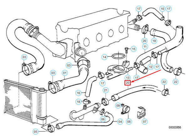 11531727445 - OEM BMW 5 E34 HEATER RETURN HOSE 11531727445 1727445 GENUINE