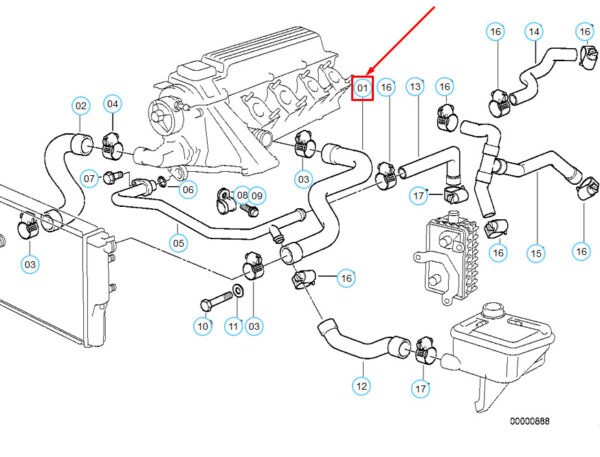 11532245499 - NEW BMW 3 E36 COOLING SYSTEM WATER HOSE 11532245499 2245499 OEM