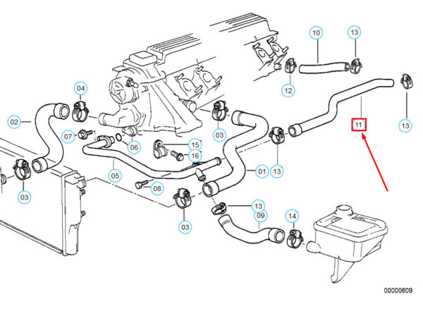 11532246733 - NEW BMW 3 E36 RADIATOR AND ENGINE RETURN HOSE 11532246733 2246733 OEM