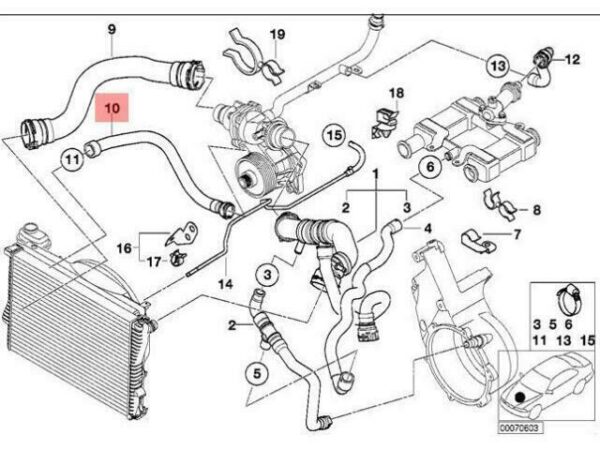 11532249258 - OEM BMW E38 SALOON COOLING SYSTEM WATER HOSE 11532249258 GENUINE NEW