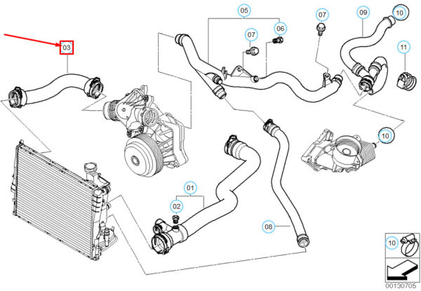 11532249779 - BMW 3 E46 Cooling System Water Hose 11532249779 2249779 NEW GENUINE
