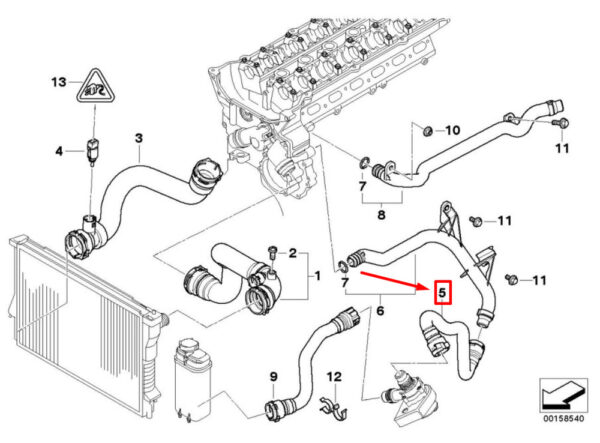 11537510120 - BMW X5 E53 radiator hose 7510120 11537510120 NEW ORIGINAL