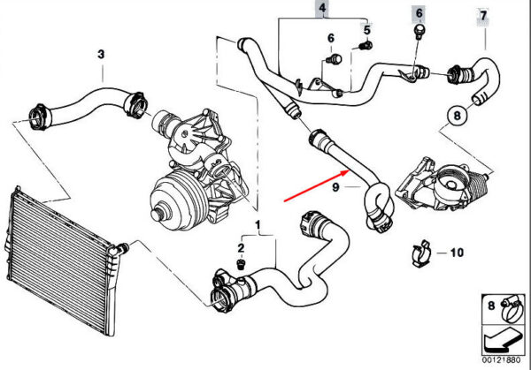 11537789403 - OEM BMW X5 E53 RADIATOR COOLANT PIPE HOSE 11537789403 7789403  GENUINE