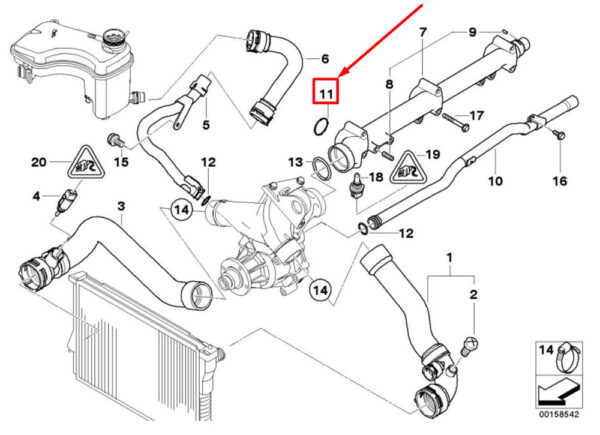 11537830708 - BMW Z3 Coupe E36 engine cooler pipe gasket 11537830708 7830708 NEW ORIGINAL