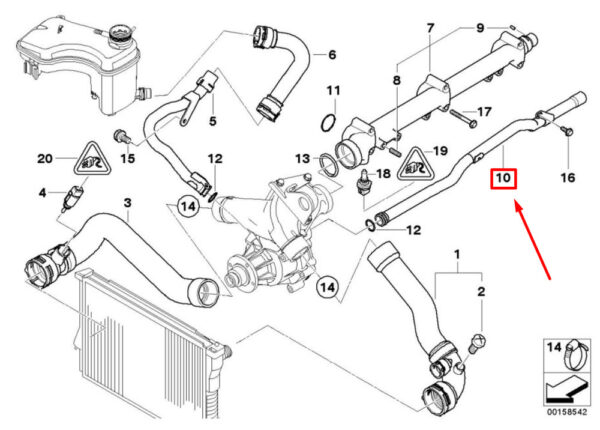 11537830714 - NEW BMW 3 CABRIO E46 COOLING SYSTEM WATER HOSE PIPE 7830714 11537830714