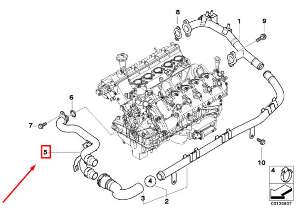 11537834115 - BMW 5 Touring E61 engine coolant return pipe 7834115 11537834115 NEW ORIGINAL