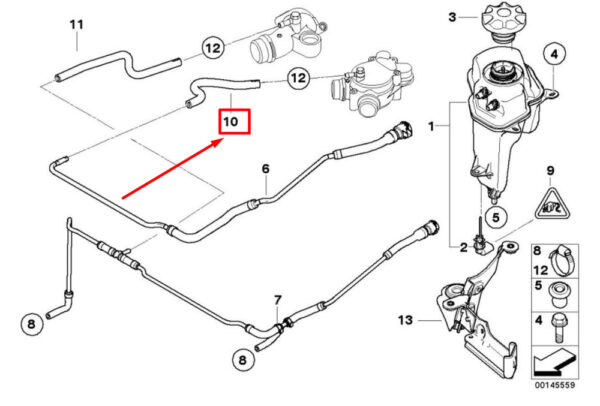 11537834754 - NEW BMW 6 E63 ENGINE COOLANT RECOVERY TANK HOSE 7834754 11537834754