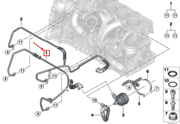 11538091174 - BMW X3 M F97 turbocharger coolant flow line 11538091174 NEW original