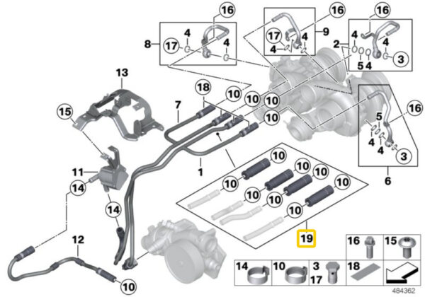 11538092360 - BMW F10 F06 F12 F13 Turbo Cooling Line Repair  or