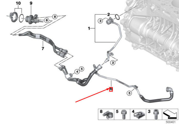 11538514064 - OEM BMW 5 F10 SCR METERING MODULE-COOLANT PUMP LINE 11538514064 GENUINE