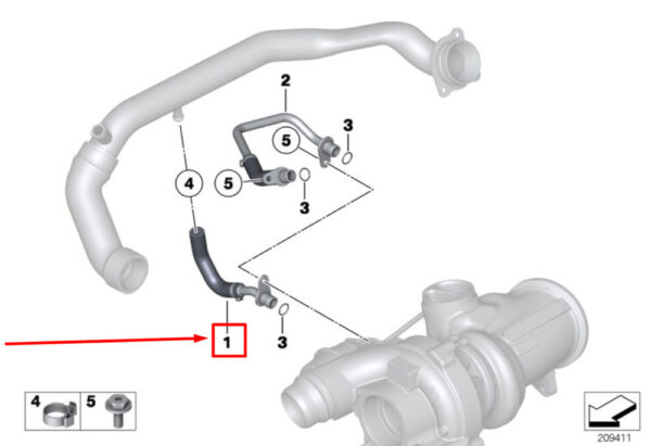 11538602578 - NEW BMW F20 F20N F21 F21N F22 COOLANT WATER TRANSFER PIPE 11538602578 14-17