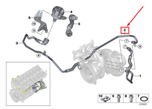 11538666856 - NEW BMW 3 F30, F80 TURBOCHARGER COOLANT PUMP LINE 11538666856 8666856