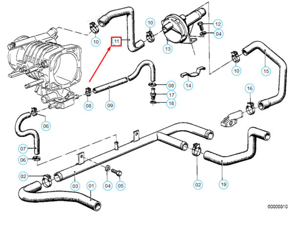 11611271603 - BMW 6 E24 cooling system water hose 11611271603 1271603 NEW REAL