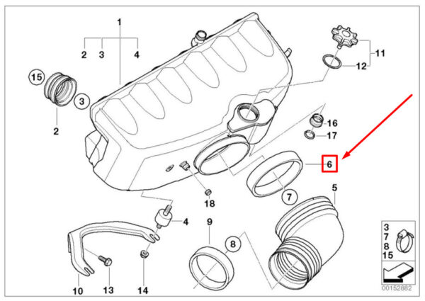11611407695 - NEW BMW Z3 COUPE E36 ENGINE AIR INLET HOSE SEAL 1407695 11611407695