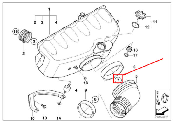 11611407696 - NEW BMW Z4 E86 INTAKE TRUM HOSE CLAMP 1407696 11611407696 ORIGINAL