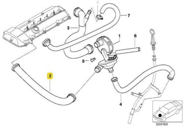 11611432559 - New Genuine BMW M52 M54 Engine Crankcase Ventilation Hose 1432559 OEM