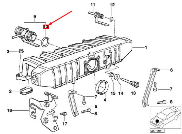 11611730725 - O-ring of intake manifold BMW 5 E34 11611730725 1730725 NEW GENUINE
