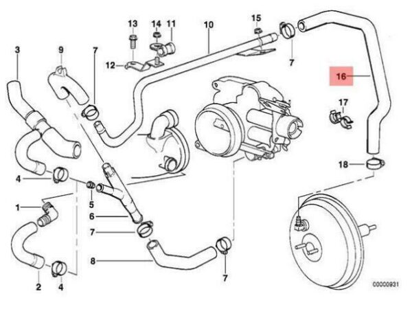 11617560070 - OEM BMW E38 SEDAN VACUUM CONTROL HOSE 11617560070 GENUINE NEW