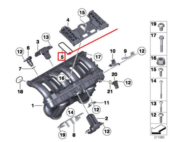 11617584528 - New BMW X3 F25 Engine Intake Manifold Gasket 11617584528 7584528