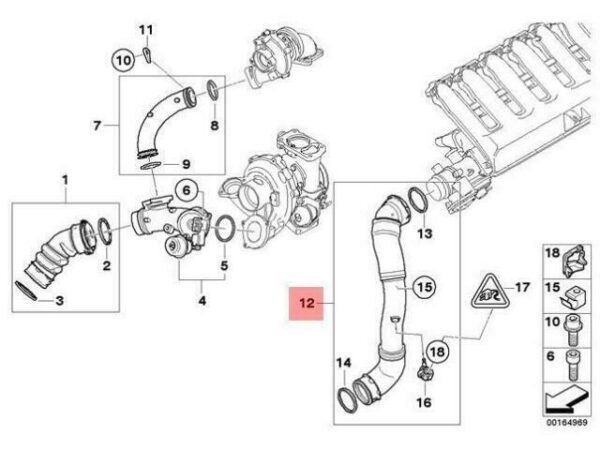 11617796294 - OEM BMW E60N E61N E63N E64N INTERCOOLER PIPE TURBO HOSE 11617796294 NEW