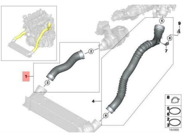 11617802752 - OEM BMW E81 E82 E87N 3 DOORS INTERCOOLER PIPE TURBO HOSE 11617802752 NEW