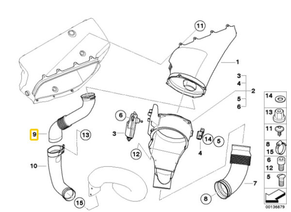 11617833646 - NEW BMW 3-SERIES E46 M3 CSL AIR INLET HOSE 7833645 ORIGINAL