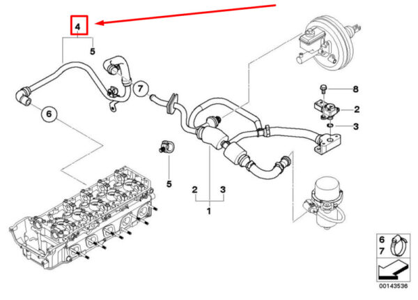 11617836996 - NEW BMW 6 E63 VACUUM PIPE 11617836996 7836996