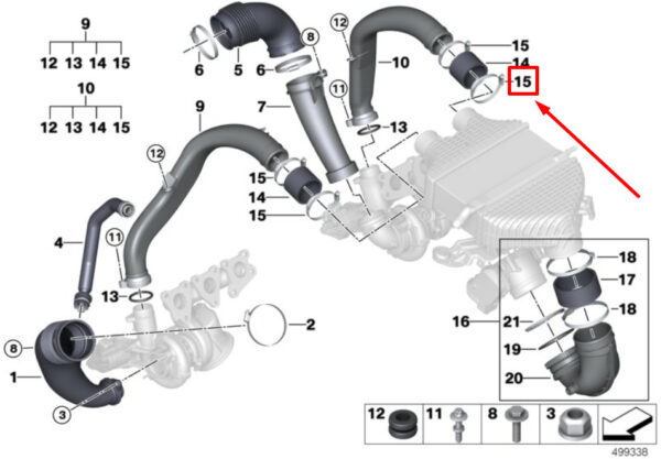 11617849444 - NEW BMW 2 COUPE F87 COOLER HOSE CLAMP 7849444 11617849444 ORIGINAL